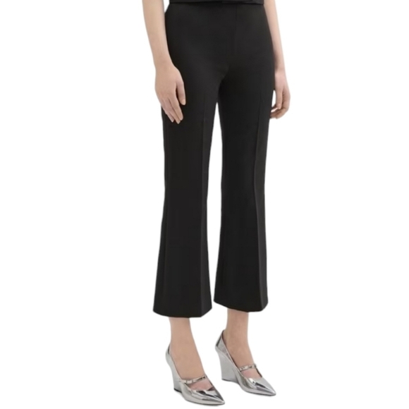 Theory | Women's Classic Black Cropped Kick Pants With Double Weave (Size 4) - Picture 1 of 15